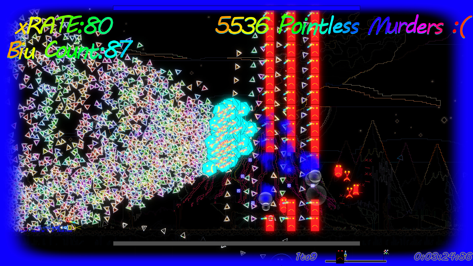 screenshot of A2C:Ayry seems to be playtesting a 2D runner shooter from Cci 8