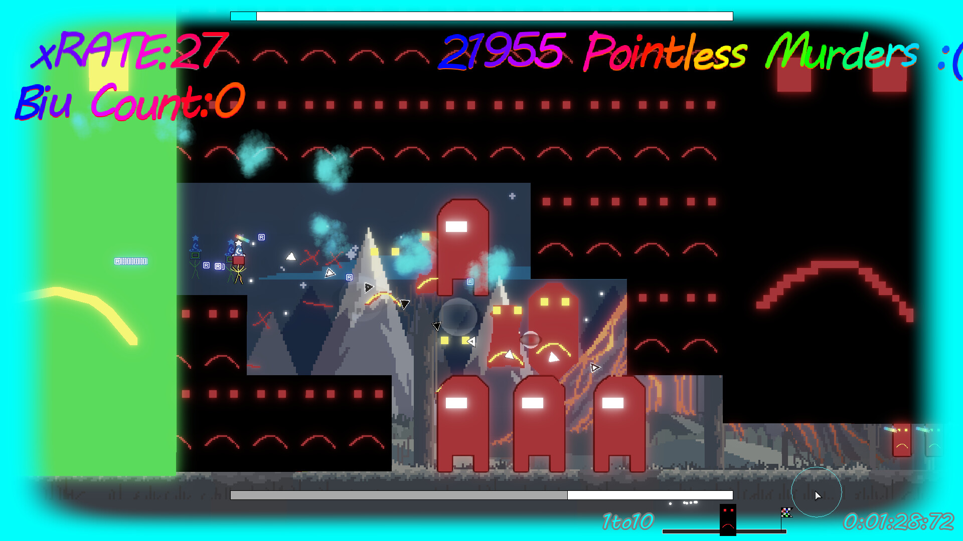 screenshot of A2C:Ayry seems to be playtesting a 2D runner shooter from Cci 6