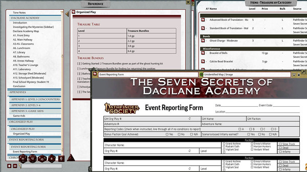 Fantasy Grounds - Pathfinder 2 RPG - Pathfinder Society Scenario #2-09: The Seven Secrets of Dacilane Academy