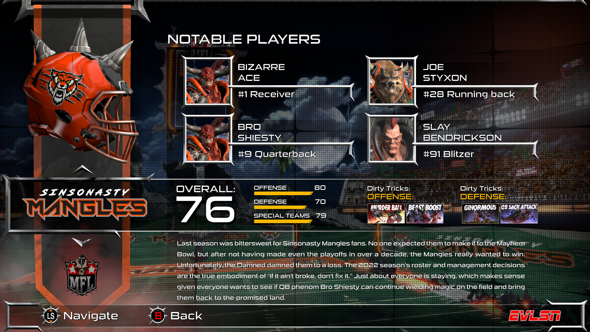 Mutant Football League: Sinsonasty Mangles Featured Screenshot #1