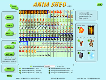 AppGameKit Classic - The Animation Sheet Editor