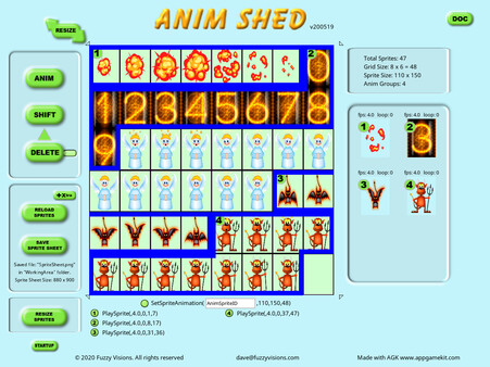 AppGameKit Classic - The Animation Sheet Editor