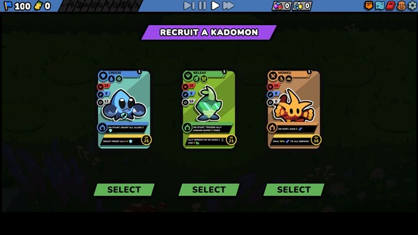 Screenshot z Kādomon: Hyper Auto Battlers