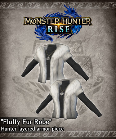 Monster Hunter Rise - "Fluffy Fur Robe" Hunter layered armor piece