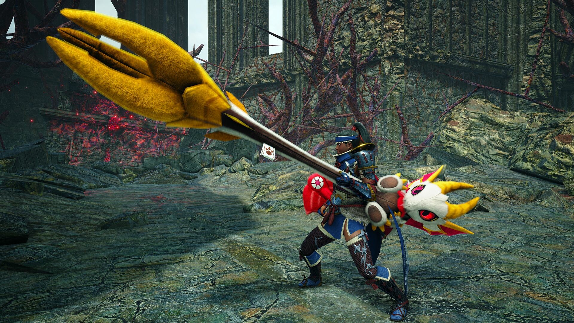 Monster Hunter Rise - "Stuffed Malzeno" Hunter layered weapon (Lance) Featured Screenshot #1