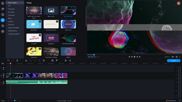 Screenshot z Movavi Video Editor 2023 - Universe of Particles Intro Pack Screenshot z Movavi Video Editor 2023 - Universe of Particles Intro Pack