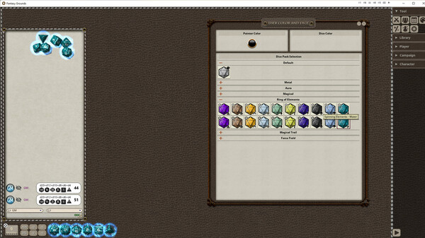 Screenshot z Fantasy Grounds - Ring of Elements Dice Pack