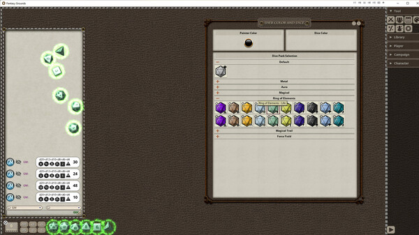Screenshot z Fantasy Grounds - Ring of Elements Dice Pack