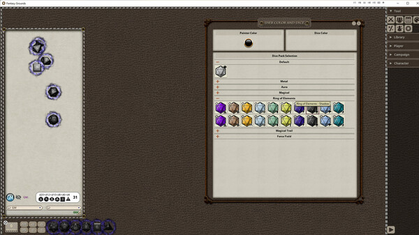 Screenshot z Fantasy Grounds - Ring of Elements Dice Pack