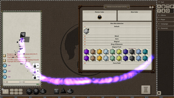 Screenshot z Fantasy Grounds - Magical Trails Dice Pack