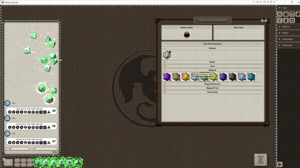 Screenshot z Fantasy Grounds - Magical Dice Pack