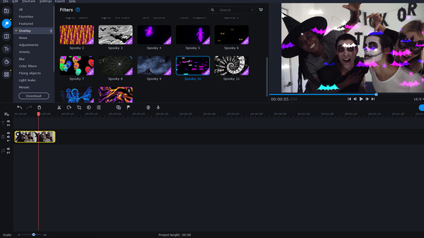 Screenshot z Movavi Video Editor Plus 2022 - Spooky Overlay Pack Screenshot z Movavi Video Editor Plus 2022 - Spooky Overlay Pack