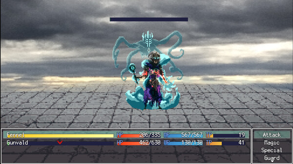 Screenshot of Eve of Calamity gameplay showing in-action mechanics