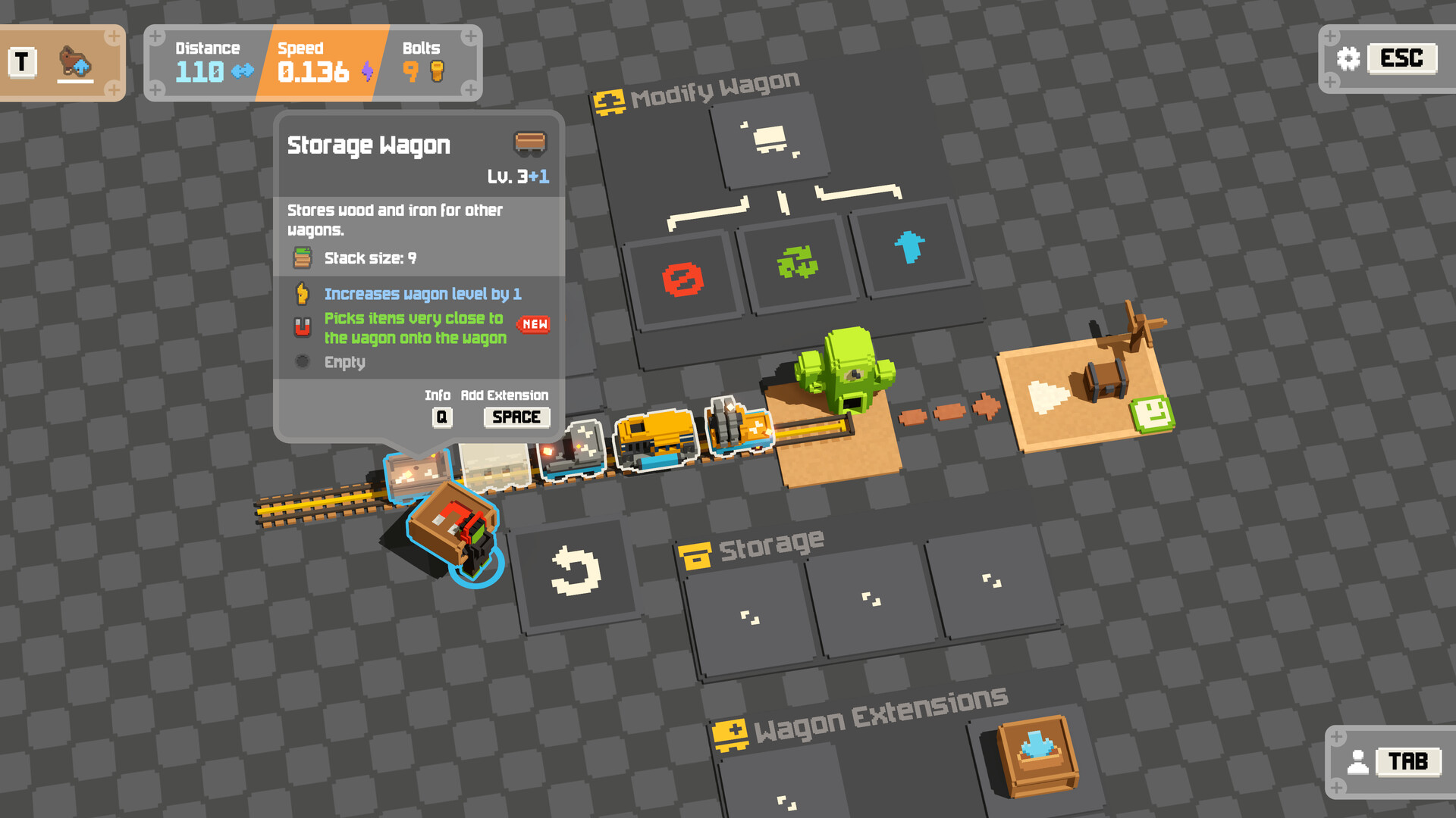 Unrailed 2 train crossing procedurally generated terrain
