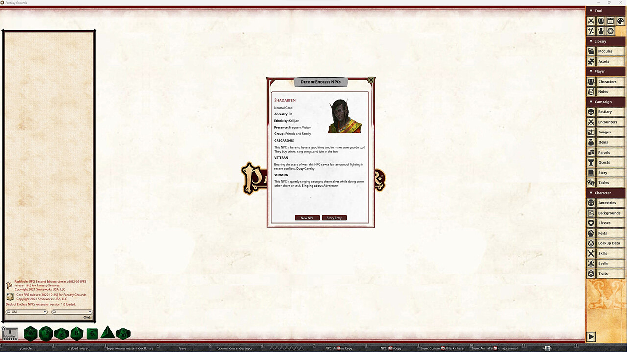 Fantasy Grounds - Pathfinder 2 RPG - Deck of Endless NPCs screenshot 1
