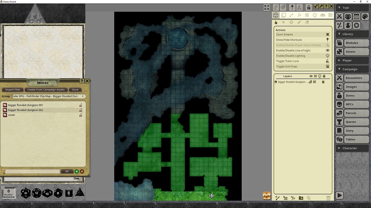 Fantasy Grounds - Pathfinder RPG - Pathfinder Flip-Mat: Bigger Flooded Dungeonのスクリーンショット 1
