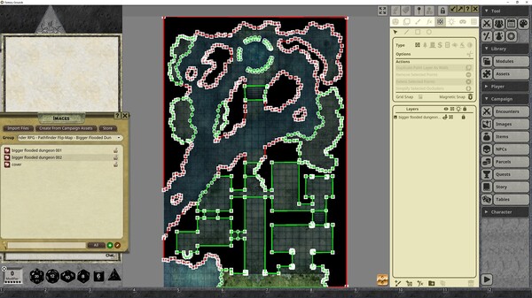 Fantasy Grounds - Pathfinder RPG - Pathfinder Flip-Mat: Bigger Flooded Dungeon