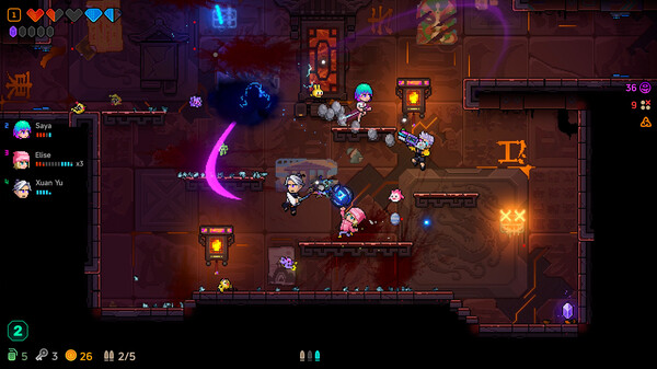 Screenshot of Neon Abyss 2 gameplay showing in-action mechanics
