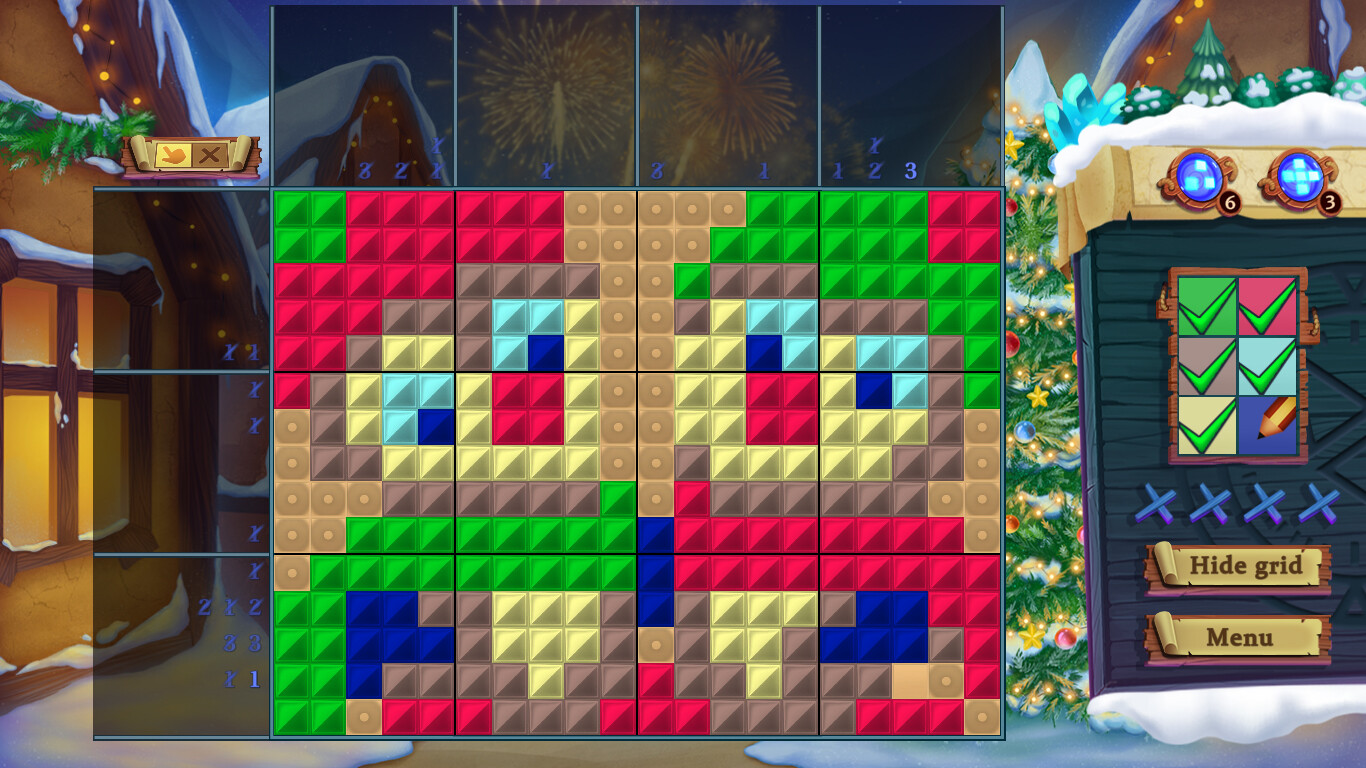 screenshot of Adventure Mosaics. Winter Holidays 6