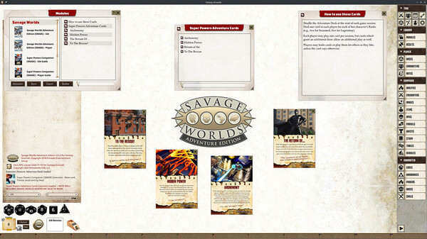 Fantasy Grounds - Supers Powers SWADE Adventure Deck Cards