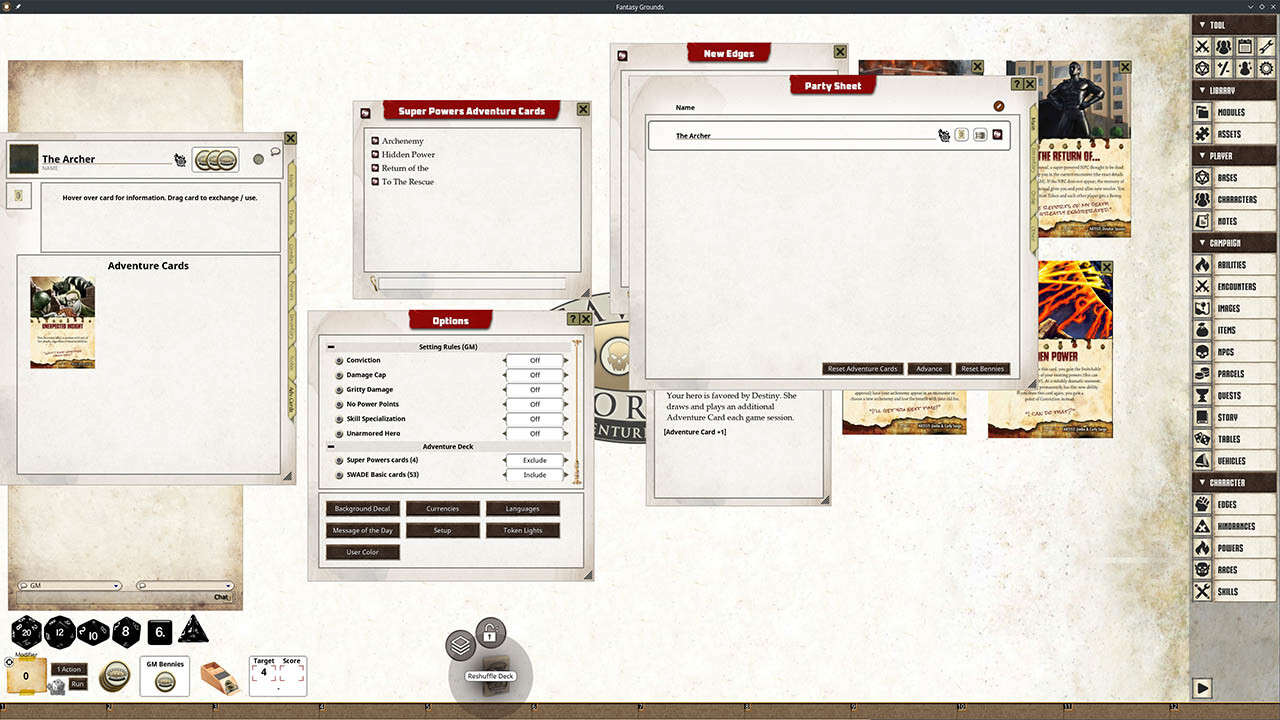 Fantasy Grounds - Supers Powers SWADE Adventure Deck Cardsのスクリーンショット 1