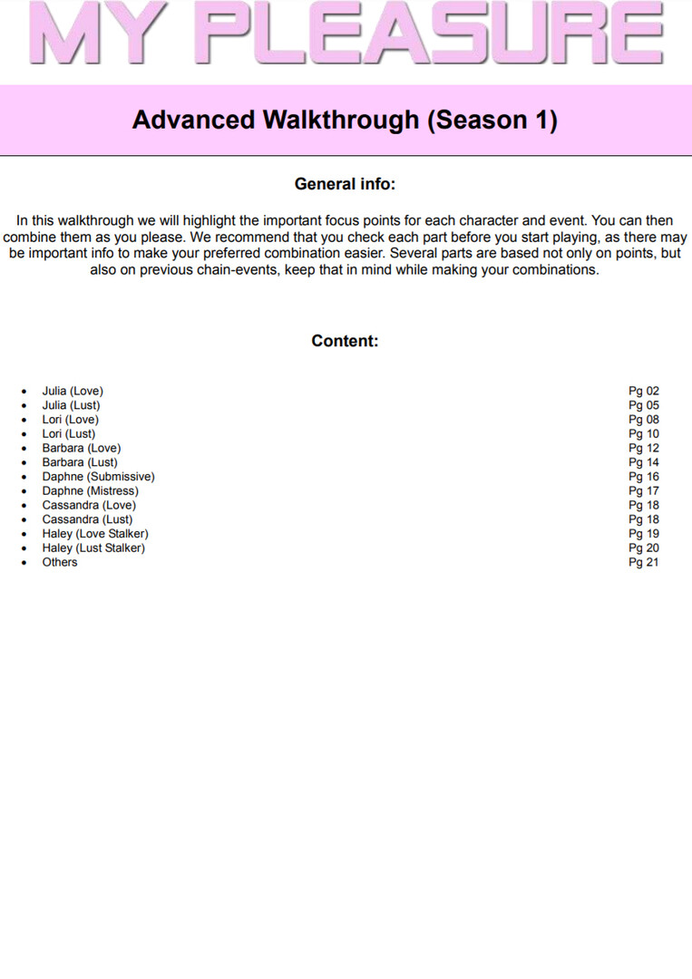 My Pleasure - Season 1: Advanced Walkthrough Featured Screenshot #1