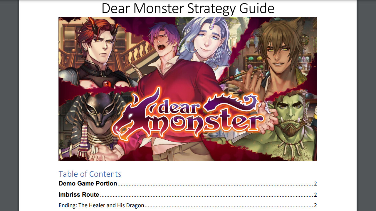 Dear Monster - Strategy Guide в Steam