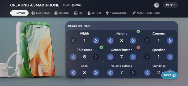 Screenshot of Devices Company Tycoon Inc gameplay showing in-action mechanics