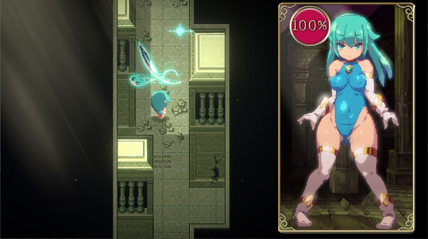 Screenshot of Mage Kanade's Futanari Dungeon Quest gameplay showing in-action mechanics