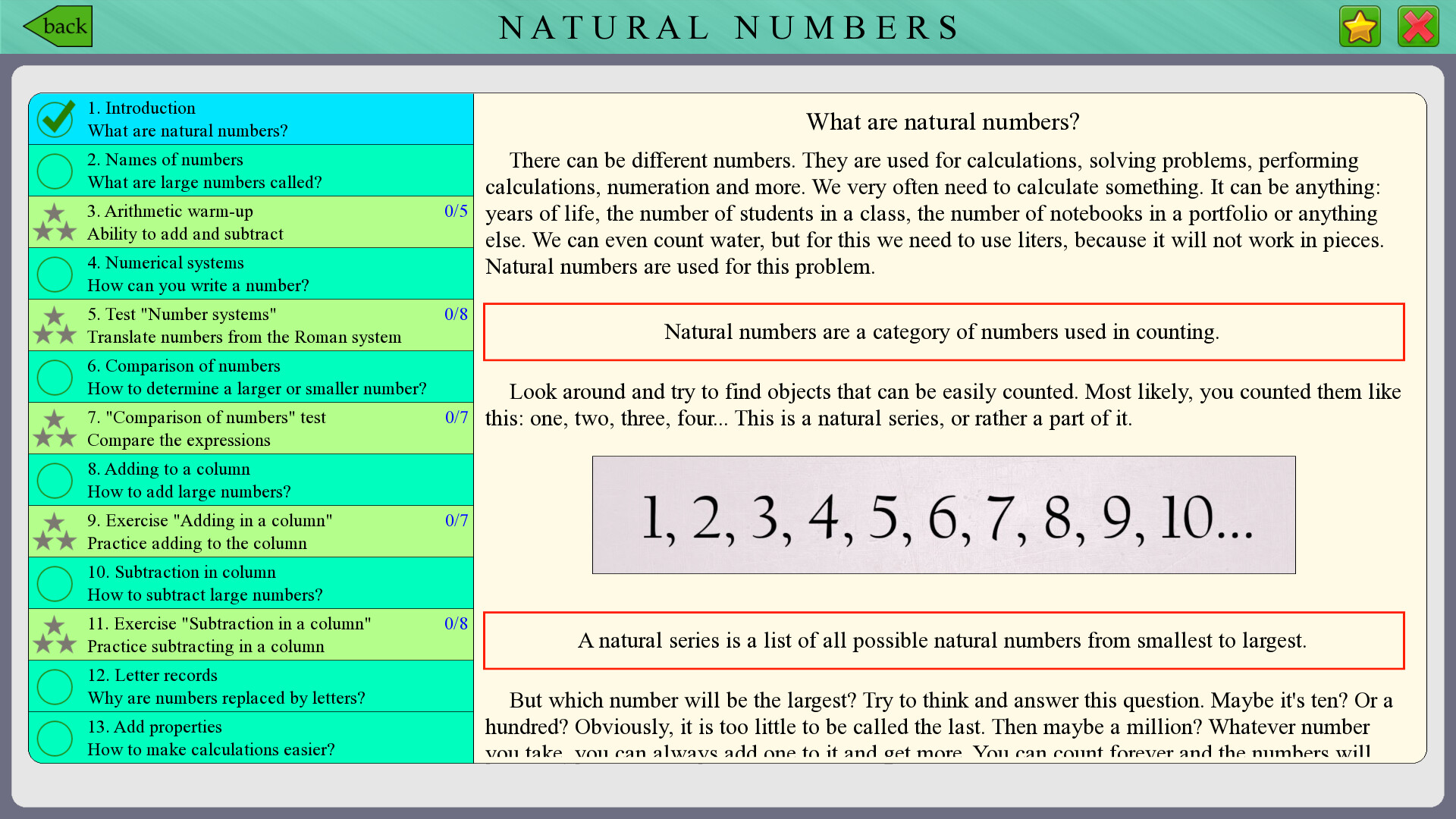 Powerful Courses - Natural numbers Featured Screenshot #1