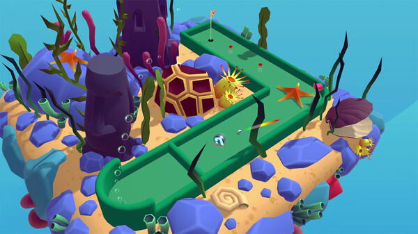 Screenshot of Pocket Mini Golf 2 gameplay showing in-action mechanics