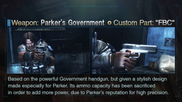 Resident Evil: Revelations Parker's Government Handgun + Custom Part: