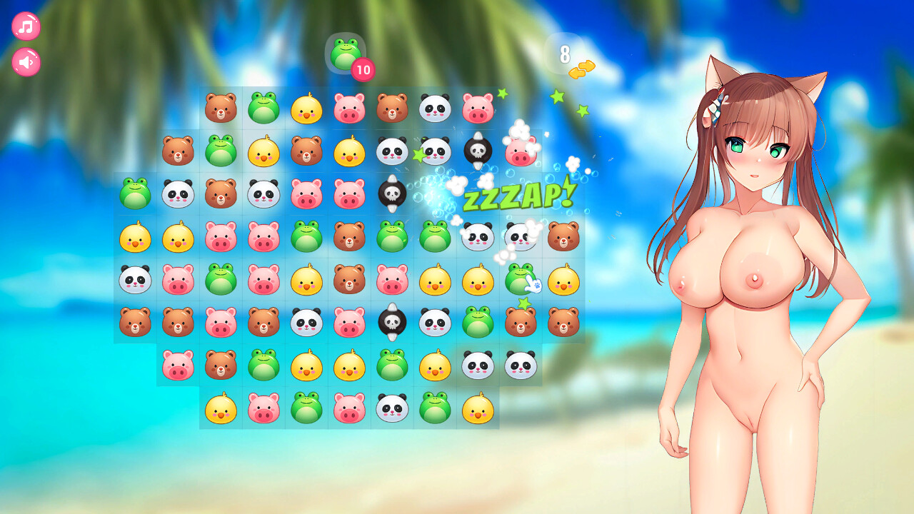Neko Hentai Girl: Beach Match-3 screenshot #5