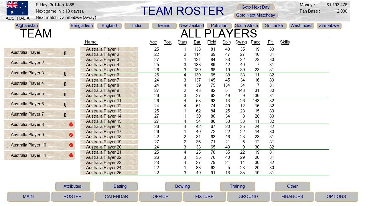 Test Cricket Manager screenshot #7