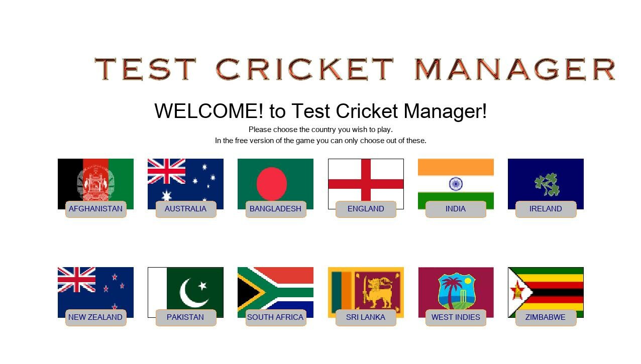 #1. Test Cricket Manager (Steam) De: CliftonBazaar Games