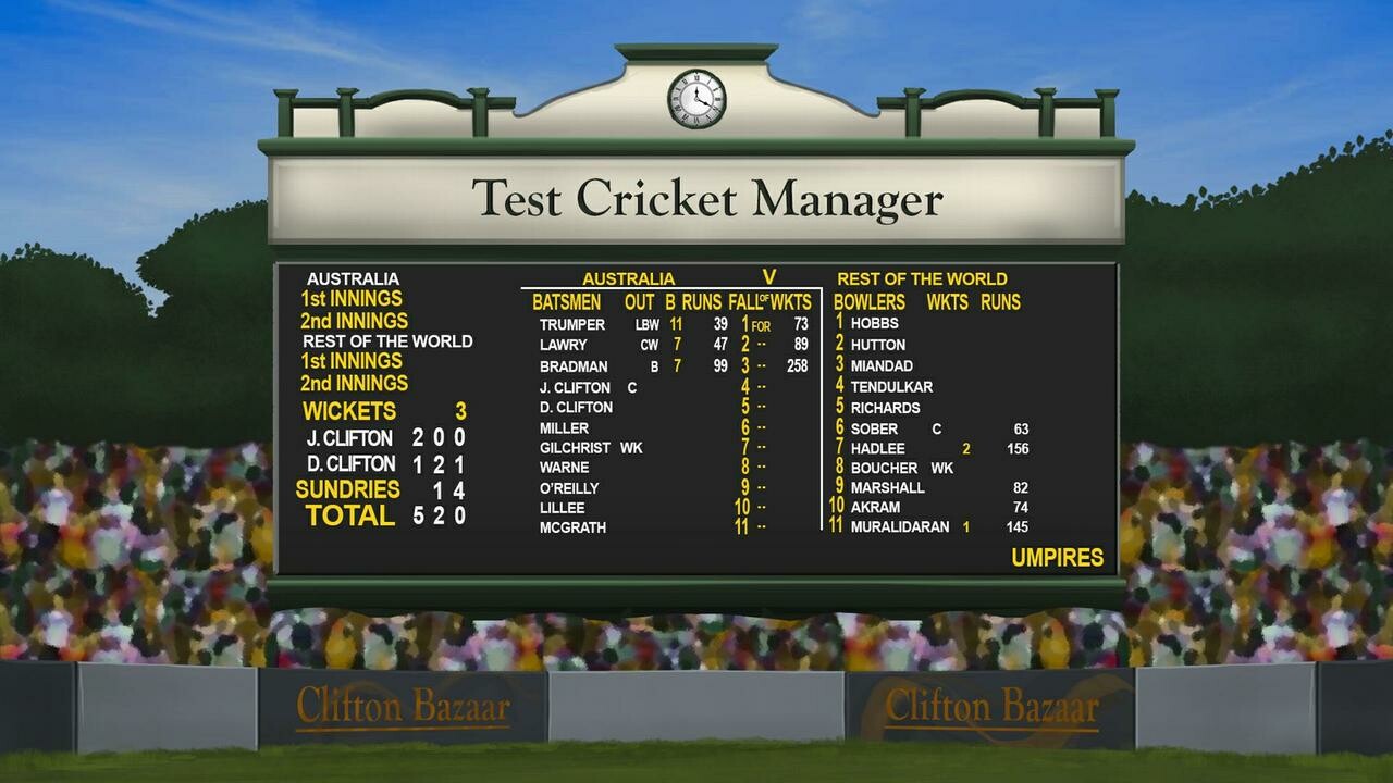 #10. Test Cricket Manager (Steam) De: CliftonBazaar Games