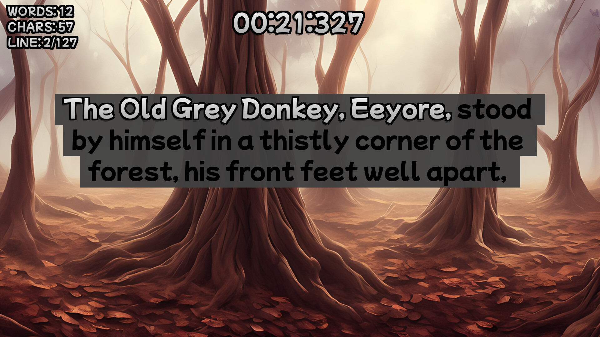 Winnie-the-Pooh's book writing speedrunner screenshot 2