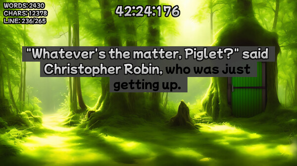 Screenshot z Winnie-the-Pooh's book writing speedrunner