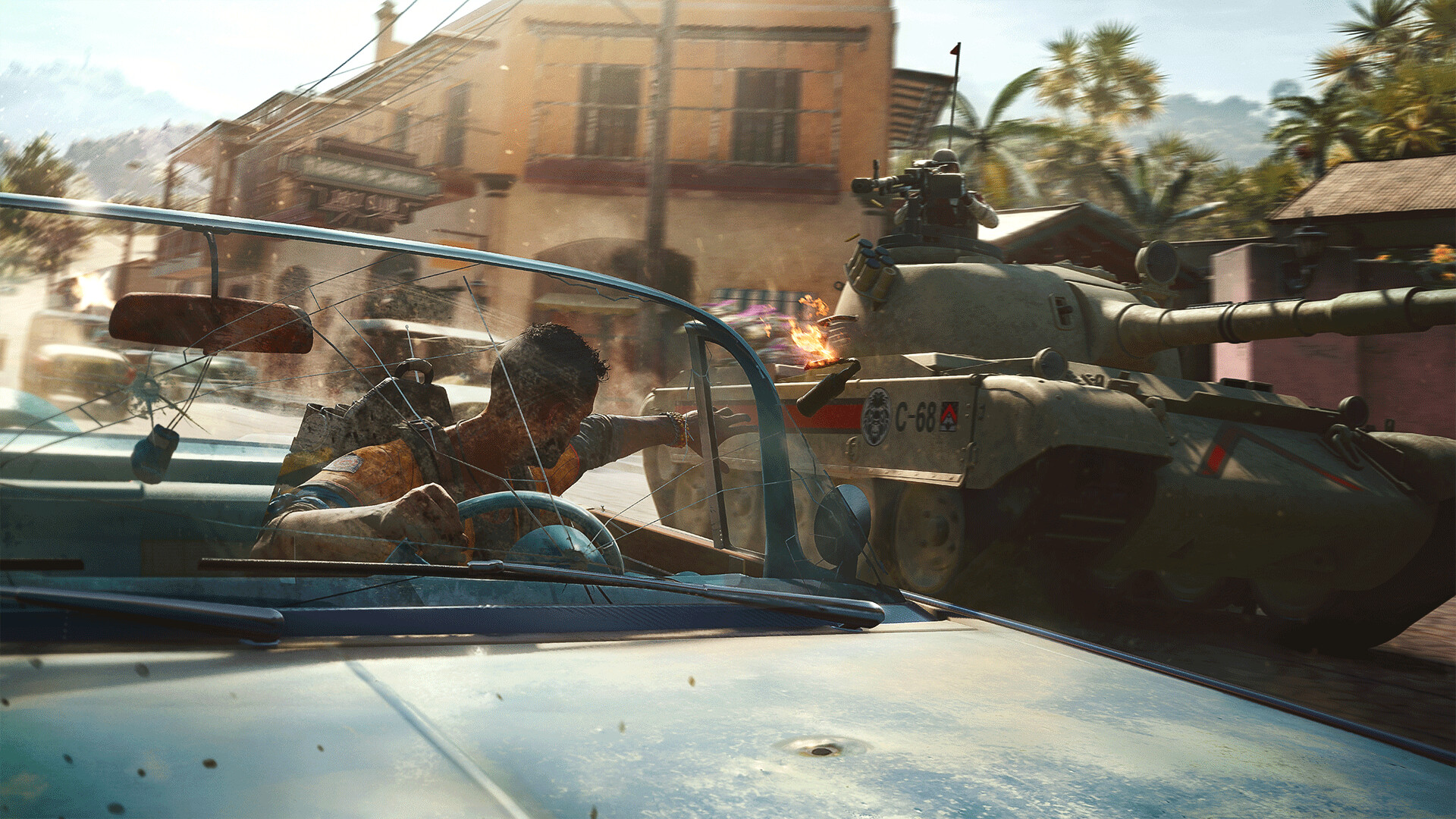 Guerrilla fighters moving through the tropical landscape of Yara in Far Cry 6