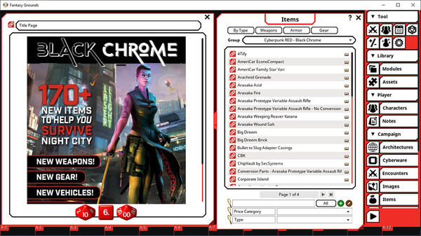 Fantasy Grounds - Cyberpunk Red Black Chrome