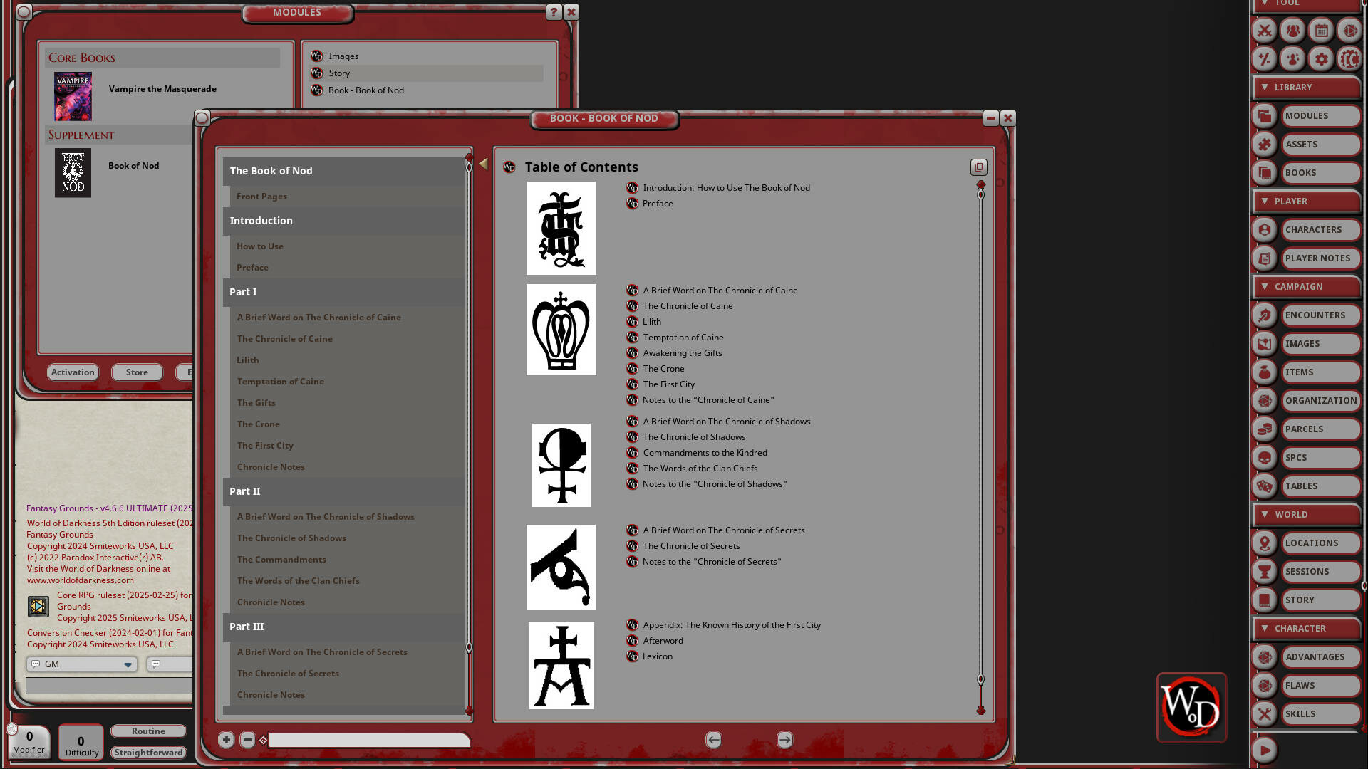 Fantasy Grounds - Vampire: The Masquerade 5th Edition The Book of Nodのスクリーンショット 1