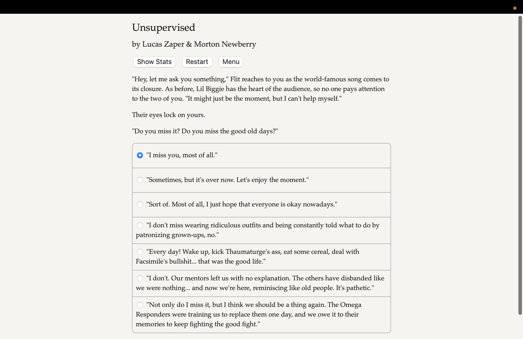 #2. Unsupervised (Steam) 由: Choice of Games