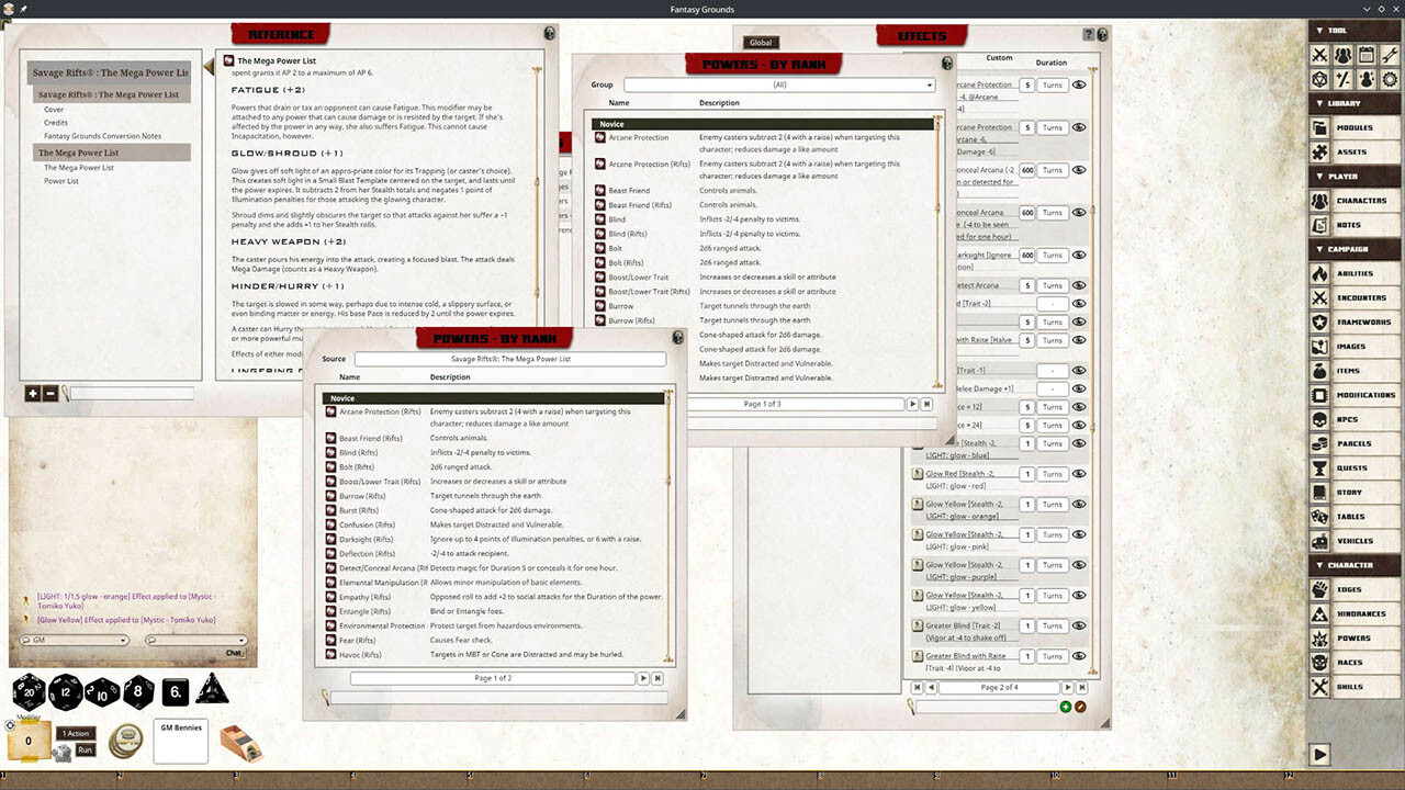Fantasy Grounds - Rifts(R) for Savage Worlds Mega Power Listのスクリーンショット 1