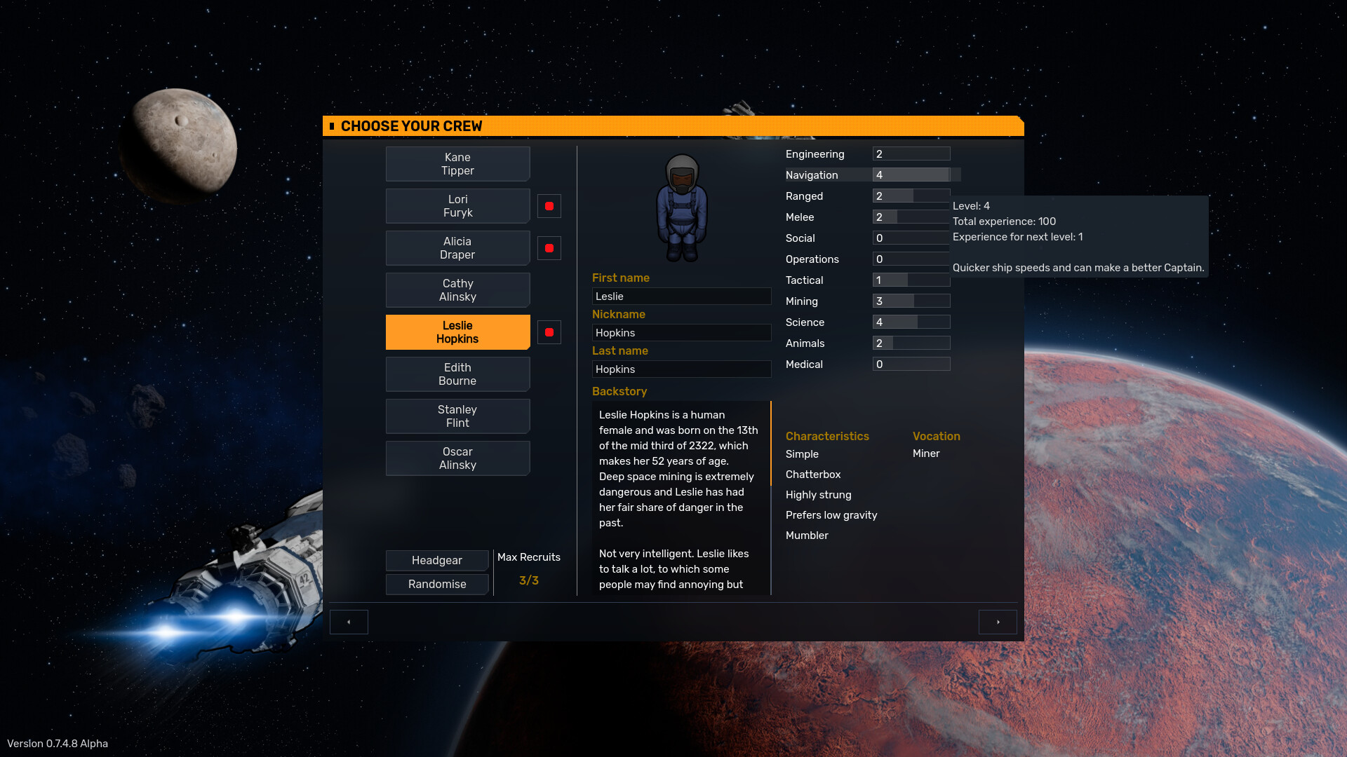 SpaceSlog Custom Character in Game Access Featured Screenshot #1