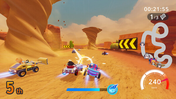 Screenshot of Combat Kart gameplay showing in-action mechanics