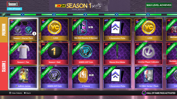 NBA 2K24 Hall of Fame Pass: Season 1