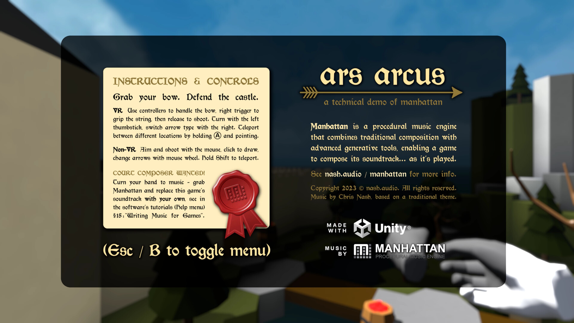 Manhattan: Ars Arcus - Procedural Game Music Demo Featured Screenshot #1