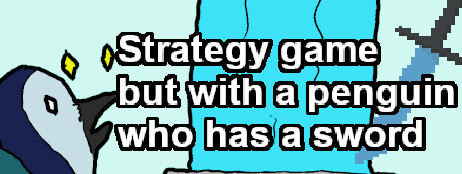 Strategy game but with a penguin who has a sword cover art