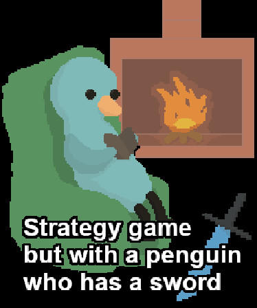 Strategy game but with a penguin who has a sword