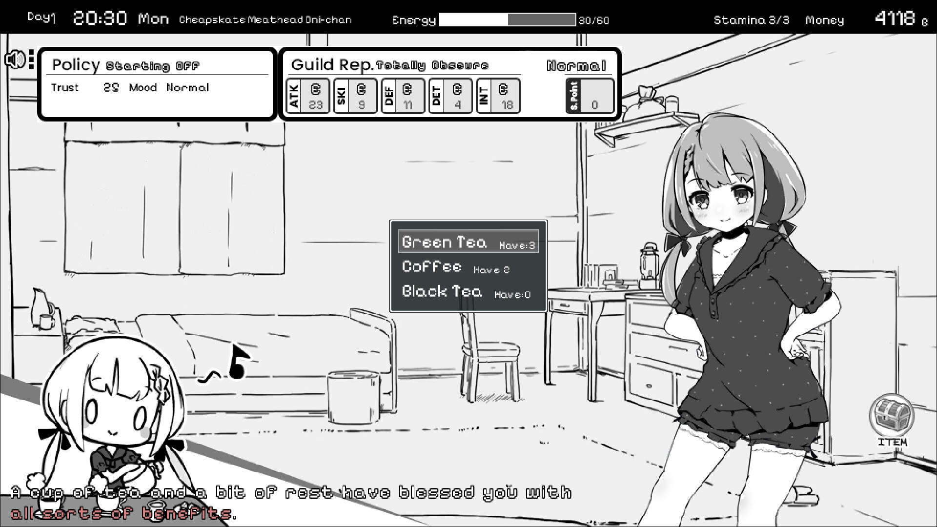 screenshot of Living With Sister: Monochrome Fantasy 2